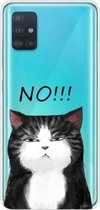 Voor Galaxy A31 schokbestendig geverfd transparant TPU beschermhoes (geen kat)