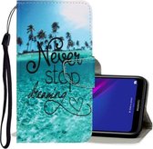 Voor Huawei Y7 2019 3D Gekleurde Tekening Horizontale Flip PU Lederen Case met Houder & Kaartsleuven & Portemonnee (blauw Coconut Grove)