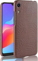 Schokbestendige krokodiltextuur pc + PU-hoes voor Huawei Honor Play 8A (bruin)