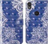 Voor Motorola Moto E6 3D Schilderij Gekleurd Tekening Patroon Horizontaal Flip TPU + PU Leren Hoesje met Houder & Kaartsleuven & Portemonnee & Lanyard (Wit Kant)