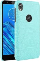 Voor Motorola Moto E6 schokbestendige krokodiltextuur pc + PU-hoes (lichtgroen)