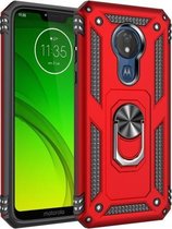 Armor Shockproof TPU + PC beschermhoes voor Motorola Moto G7 Power, met 360 graden rotatiehouder (rood)