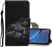 Voor iPhone XR Gekleurd tekeningpatroon Horizontaal lederen flip-hoesje met houder & kaartsleuven & portemonnee (zwarte kat)