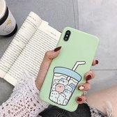 Voor iPhone XS Max TPU Matte mobiele telefoonhoes (Frosted Green Animal Milk Tea)