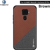 PINWUYO Honors Series schokbestendige pc + TPU beschermhoes voor Huawei Nova 5i Pro / Mate 30 Lite (bruin)