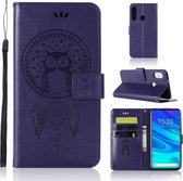 Windgong Uil Embossing Patroon Horizontale Leren Flip Case met Houder & Kaartsleuven & Portemonnee Voor Huawei P Smart Z (Paars)