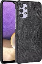 Voor Samsung Galaxy A32 5G schokbestendige krokodiltextuur pc + PU-hoes (zwart)
