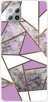 Voor Samsung Galaxy F62 / M62 Frosted Fashion Marble Shockproof TPU beschermhoes (Rhombus Grey Purple)