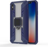 Iron Warrior schokbestendige TPU + pc-beschermhoes voor iPhone XS, met 360 graden rotatiehouder (blauw)