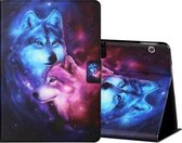 Voor Huawei MediaPad T5 10 inch Gekleurde Tekening Horizontale Flip Leren Case met Houder & Kaartsleuven (Wolf)