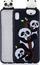 Voor Galaxy A10 schokbestendige Cartoon TPU beschermhoes (drie panda's)
