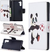 Gekleurde tekening patroon horizontale flip lederen tas met houder & kaartsleuven & portemonnee voor Galaxy Note10 (voetbal en panda)