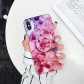 Glanzende marmeren opvouwbare beugel TPU-hoesje voor iPhone XR (Z11)