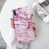 Glanzende marmeren opvouwbare beugel TPU-hoesje voor iPhone XR (Z19)