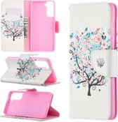 Voor Samsung Galaxy S21 5G Gekleurde Tekening Patroon Horizontale Flip Leren Case met Houder & Kaartsleuven & Portemonnee (Kleine Boom)