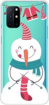 Voor OnePlus 8T Trendy schattig kerstpatroon Case Clear TPU Cover Phone Cases (Socks Snowman)