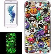 Voor iPhone 6 Plus & 6s Plus Noctilucent Rubbish Pattern IMD Vakmanschap Soft TPU Cover Case