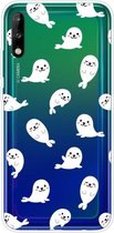 Voor Huawei Enjoy 10 schokbestendig geverfd transparant TPU beschermhoes (witte zeeleeuw)