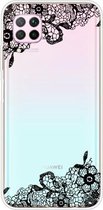 Voor Huawei P40 Lite schokbestendig geverfd transparant TPU beschermhoes (kanten bloem)