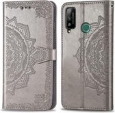 Voor Huawei Honor Play 4T Halverwege Mandala Embossing Patroon Horizontale Flip Leren Case met Houder & Kaartsleuven & Portemonnee & Fotolijst & Lanyard (Grijs)