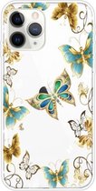 Voor iPhone 11 Pro gekleurd tekeningpatroon zeer transparant TPU beschermhoes (gouden vlinder)