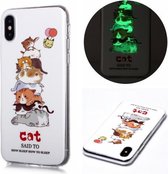 Voor iPhone X / XS Lichtgevende TPU zachte beschermhoes (katten)
