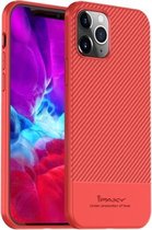 Voor iPhone 12 Pro Max iPAKY Koolstofvezeltextuur Zachte TPU-hoes (rood)