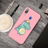 Voor Galaxy A40 Cartoon dier patroon schokbestendig TPU beschermhoes (roze krokodil vogel)