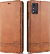 Voor Huawei Honor X10 Max AZNS Magnetische Kalf Textuur Horizontale Flip Leren Case met Kaartsleuven & Houder & Portemonnee (Lichtbruin)