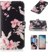 Gekleurde tekening marmer patroon horizontale flip PU lederen tas met houder & kaartsleuven & portemonnee voor Galaxy S10 (Azalea)