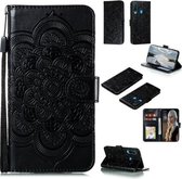 Voor Huawei Y6P Mandala Embossing Patroon Horizontale Flip Leren Case met Houder & Kaartsleuven & Portemonnee & Fotolijst & Lanyard (Zwart)