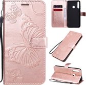 Voor Huawei Y7P / P40 Lite E / Honor 9C 3D Vlinders Embossing Patroon Horizontale Flip Leren Case met Houder & Kaartsleuf & Portemonnee (Rose Goud)