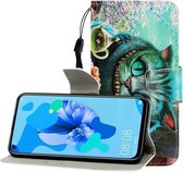 Voor Huawei Nova 5i / P20 Lite (2019) Gekleurde Tekening Horizontale Flip Leren Case met Houder & Kaartsleuf & Portemonnee (Groene Ogen)