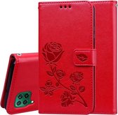 Voor Huawei P40 Lite Rose reliëf horizontale flip PU lederen tas met houder & kaartsleuven & portemonnee (rood)