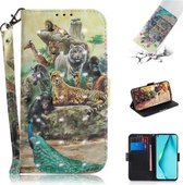 Voor Huawei P40 lite 3D Schilderen Horizontale Flip Leren Case met Houder & Kaartsleuf & Portemonnee & Lanyard (Dierentuin)