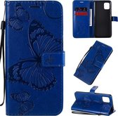 Voor Galaxy A81 / M60s / Note10 Lite 3D Vlinders Embossing Patroon Horizontale Flip Leren Case met Houder & Kaartsleuf & Portemonnee & Lanyard (Blauw)