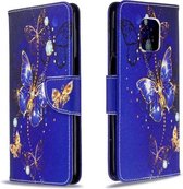 Voor Xiaomi Redmi Note 9S / Note 9 Pro / Note 9 Pro Max Gekleurde tekening Horizontale flip lederen tas met houder & kaartsleuven & portemonnee (paarse vlinder)