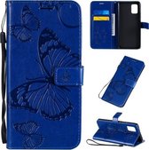 Voor Samsung Galaxy A71 5G 3D vlinders reliëf patroon horizontale flip lederen tas met houder & kaartsleuf & portemonnee (blauw)