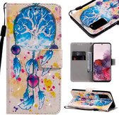 Voor Galaxy S20 3D schilderij horizontale flip lederen tas met houder & kaartsleuf & lanyard (windgong)