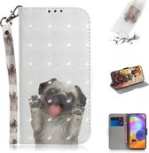 Voor Galaxy A31 3D Gekleurde Tekening Horizontale Flip Leren Case met Houder & Kaartsleuf & Portemonnee & Lanyard (Pekingese Hond)