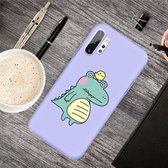 Voor Galaxy Note 10+ Cartoon Animal Pattern Shockproof TPU beschermhoes (Purple Crocodile Bird)