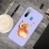 Voor Galaxy A21 Cartoon Animal Pattern Shockproof TPU beschermhoes (Purple Corgi)