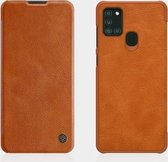 Voor Samsung Galaxy A21s NILLKIN QIN Series Crazy Horse Texture Horizontale Flip Leather Case met Card Slot (Brown)