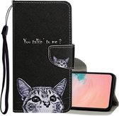 Voor Samsung Galaxy S20 Gekleurde Tekening Patroon Horizontale Flip Leren Case met Houder & Kaartsleuven & Portemonnee & Lanyard (Kleine Kat)