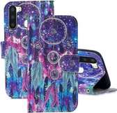 Voor Samsung Galaxy A21 3D-schilderijpatroon Gekleurde tekening Horizontale flip PU-lederen hoes met houder & kaartsleuven & portemonnee & lanyard (Starry Wind Chime)