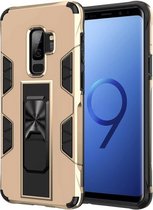 Voor Samsung Galaxy S9 + Soldier Armor schokbestendig TPU + PC magnetische beschermhoes met houder (goud)