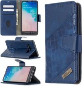 Voor Samsung Galaxy S10 Bijpassende kleur Krokodiltextuur Horizontale flip PU lederen tas met portemonnee & houder & kaartsleuven (blauw)