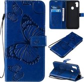 Voor Samsung Galaxy A11 3D vlinders reliëf patroon horizontaal flip lederen tas met houder & kaartsleuf & portemonnee (blauw)