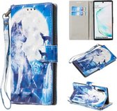 Voor Galaxy Note10 + / Note10 + 5G Gekleurd patroon Horizontale flip PU lederen tas, met houder & kaartsleuven en portemonnee (Wolf)
