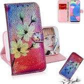 Voor Galaxy A30s Gekleurd Tekening Patroon Kleurrijke Magnetische Gesp Horizontale Flip PU Lederen Case met Houder & Kaartsleuven & Portemonnee & Lanyard (Magnolia)